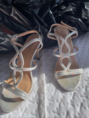 Call It Spring Silver Rhinestone Strappy Heels